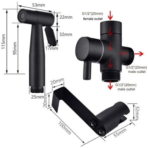 Black Hand Held Bidet Sprayer Kit: image 5